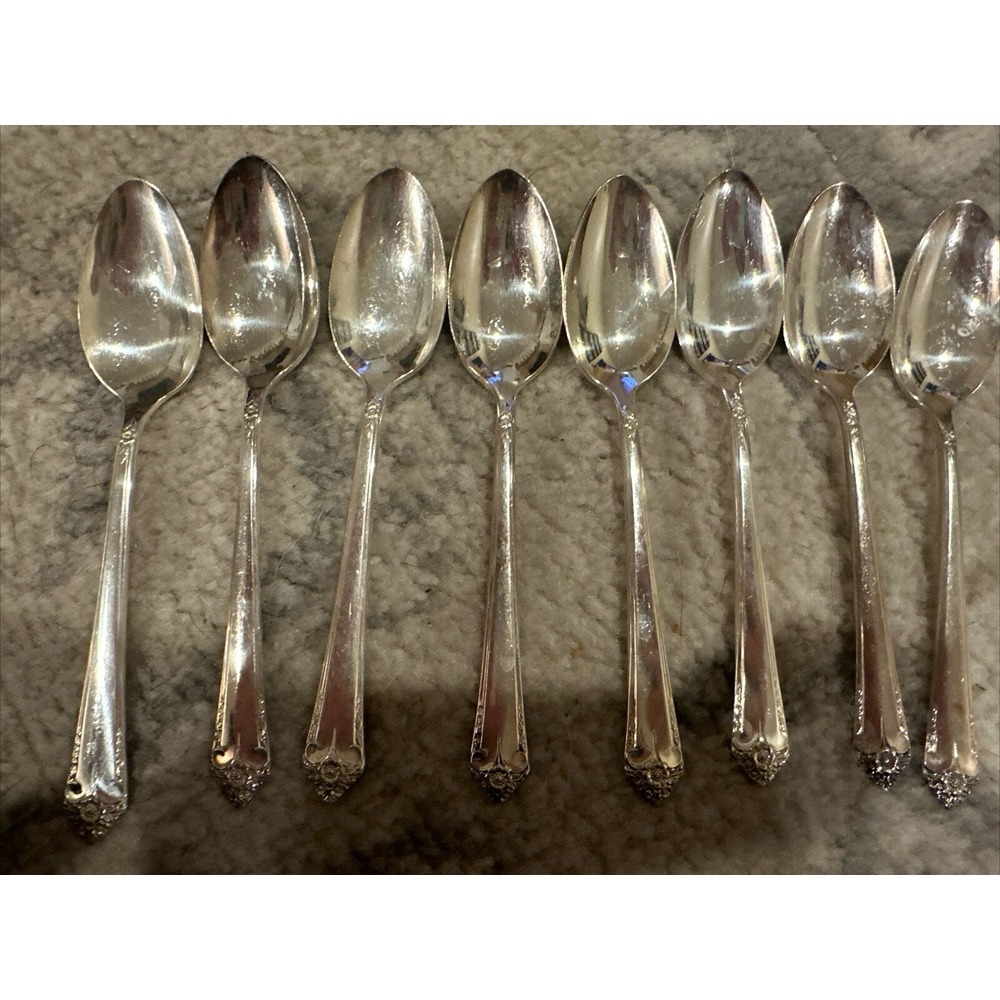 8 Rogers &‎ Bros. Reinforced Plate, Starlight Patterns Teaspoons, 1950s